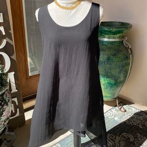 Soft Surroundings black sheer handkerchief hem dress size large